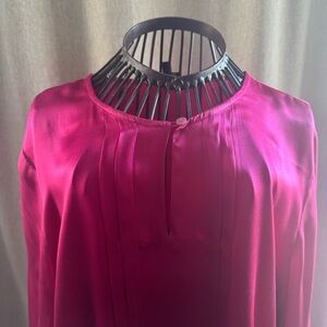 Talbots 100% Silk Pleated Blouse Fuchsia Pink Size 14 | Professional Chic